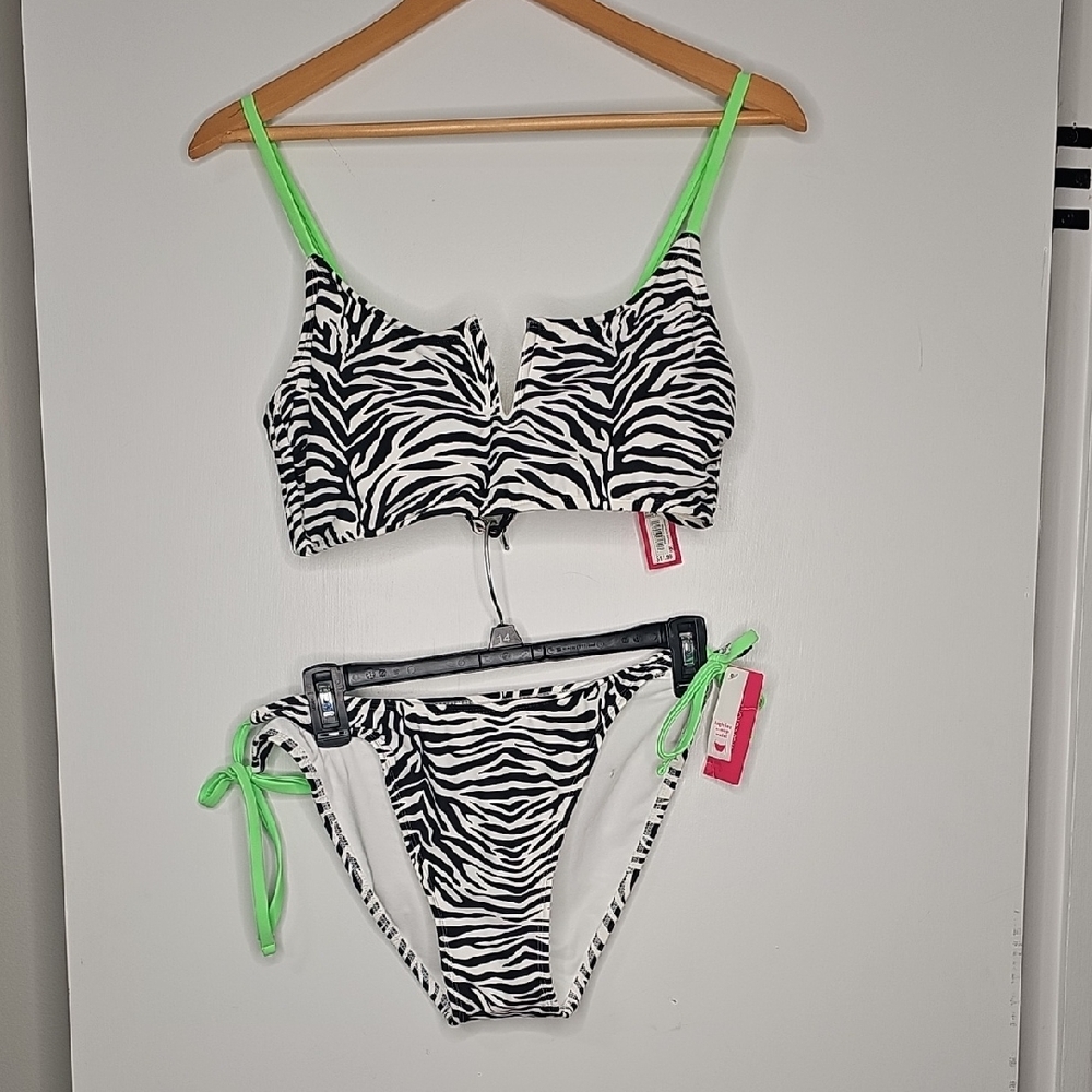 Target Zebra Print Bikini with Bright Green Straps